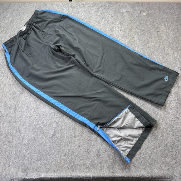 Nike Windbreaker Track Pants Men 2XL Gray Blue 32" Ankle Zip Baggy Lined Y2K - Picture 1 of 16